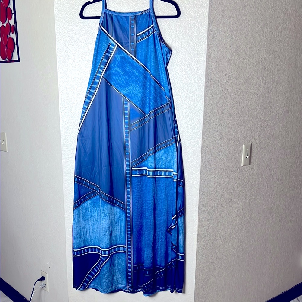 Blue Sleeveless Maxi Dress - Women's Sundress Size 2X